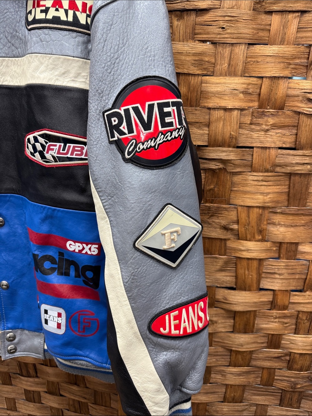 RARE VTG Fubu Leather Racing Jacket Mens XL Y2K 90s Streetwear - Picture 7 of 16